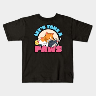 Let's Take A Paws Cute Kittens Kids T-Shirt